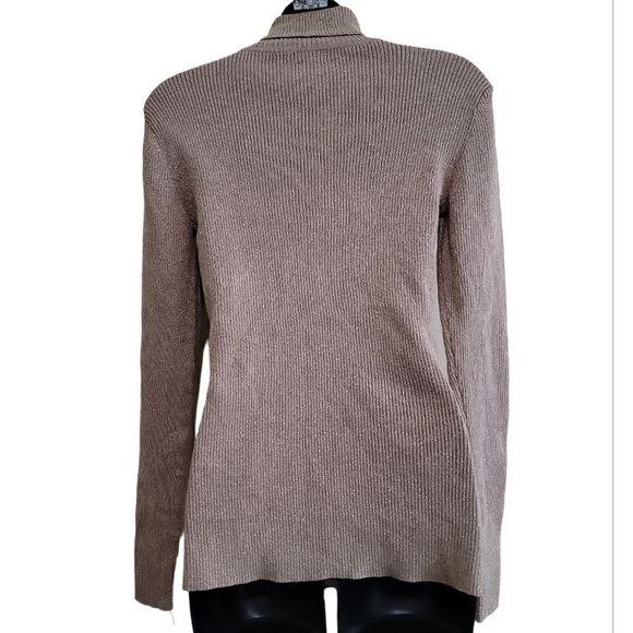 Liz Claiborne Tan and Gold Turtleneck LongSleeve Sweater Sz Small - Picture 5 of 7
